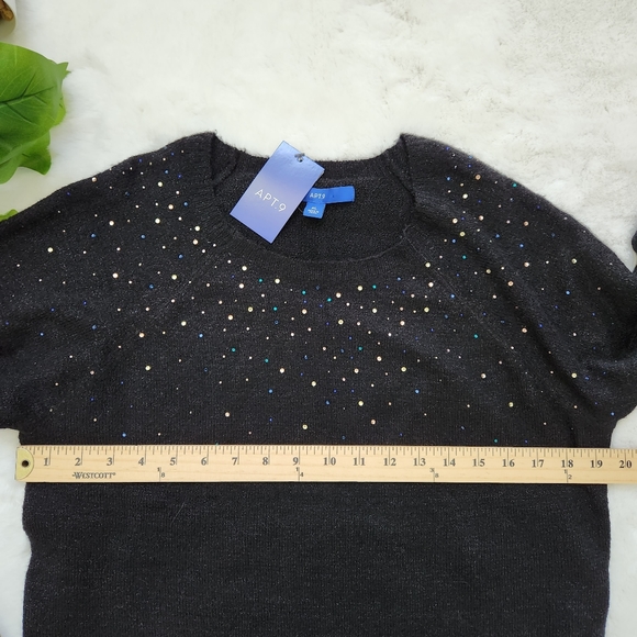 Womens Plus Size Apt. 9 Embellished Crewneck Sweater SZ XL  Black New wi… - Picture 11 of 12